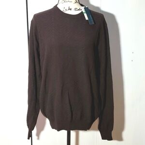 Perry Ellis- Mens Dark Brown Textured Sweater New! Sz.Large